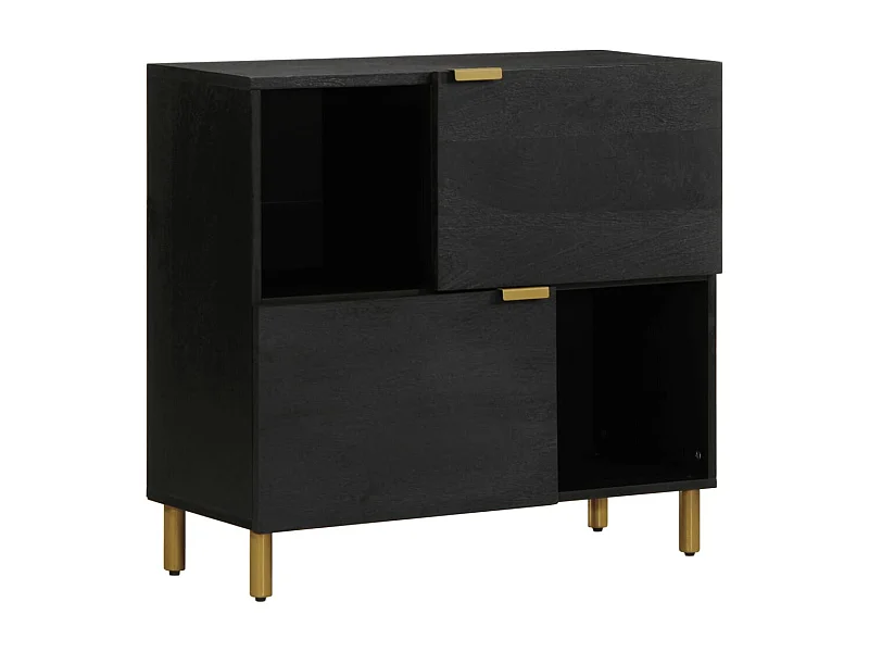 Buffet | Bahut | Meuble de rangement noir 80x33x75 cm bois d'ingénierie