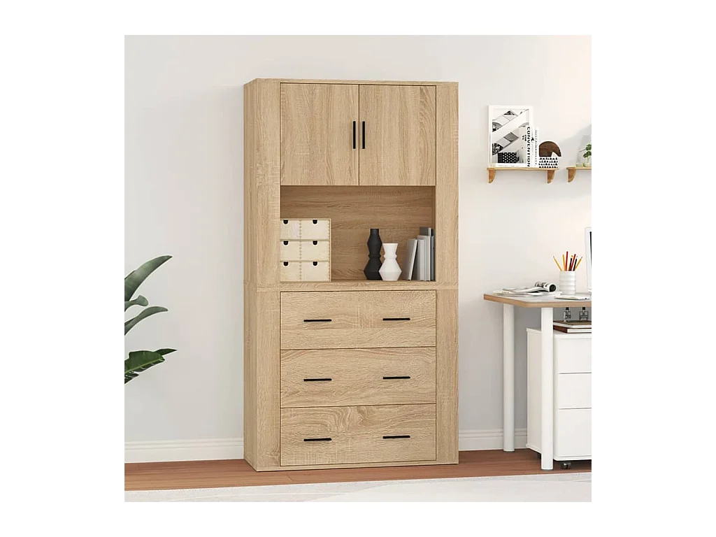 Buffet | Bahut | Meuble de rangement haut Chêne sonoma Bois d'ingénierie