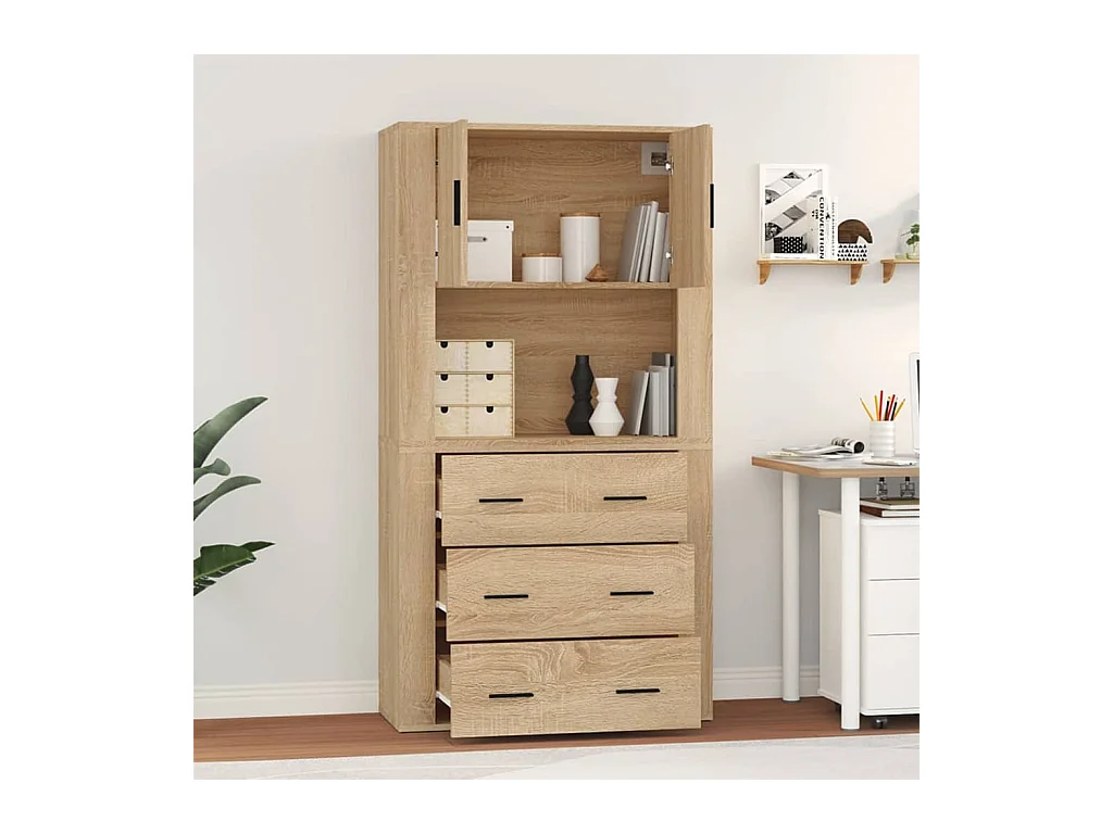 Buffet | Bahut | Meuble de rangement haut Chêne sonoma Bois d'ingénierie