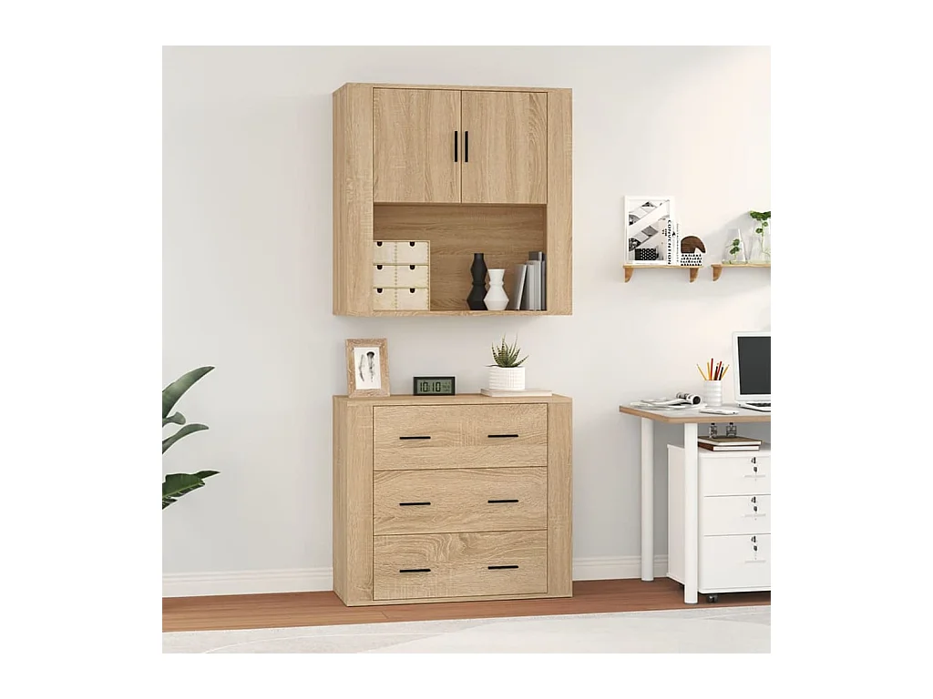 Buffet | Bahut | Meuble de rangement haut Chêne sonoma Bois d'ingénierie