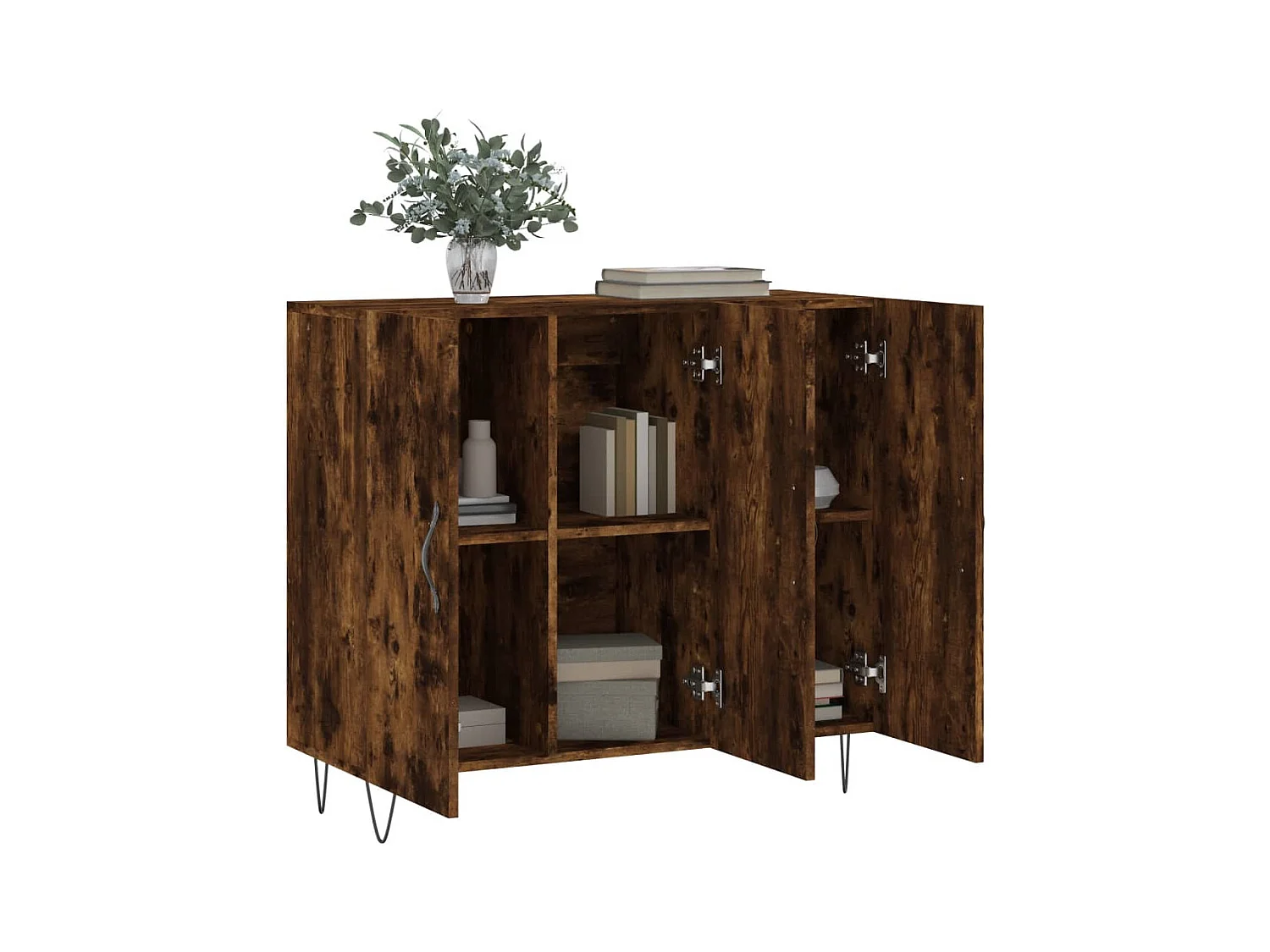 Buffet | Bahut | Meuble de rangement chêne fumé 90x34x80 cm bois d'ingénierie
