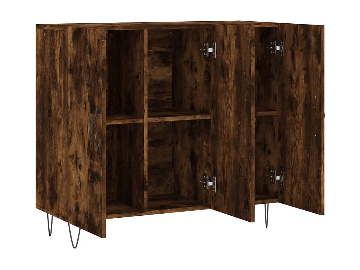 Buffet | Bahut | Meuble de rangement chêne fumé 90x34x80 cm bois d'ingénierie