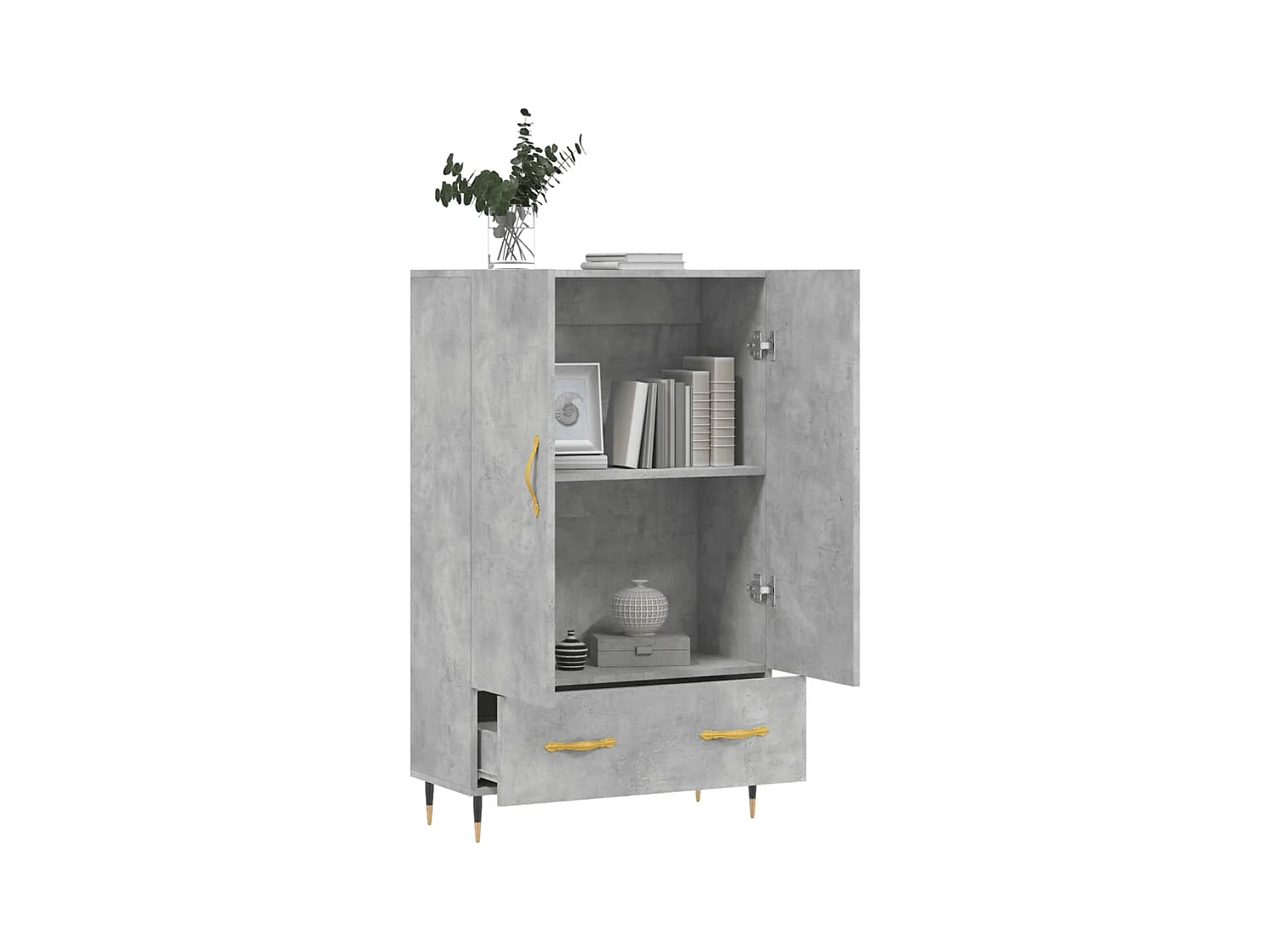 Buffet | Bahut | Meuble de rangement haut gris béton 69,5x31x115 cm bois d'ingénierie