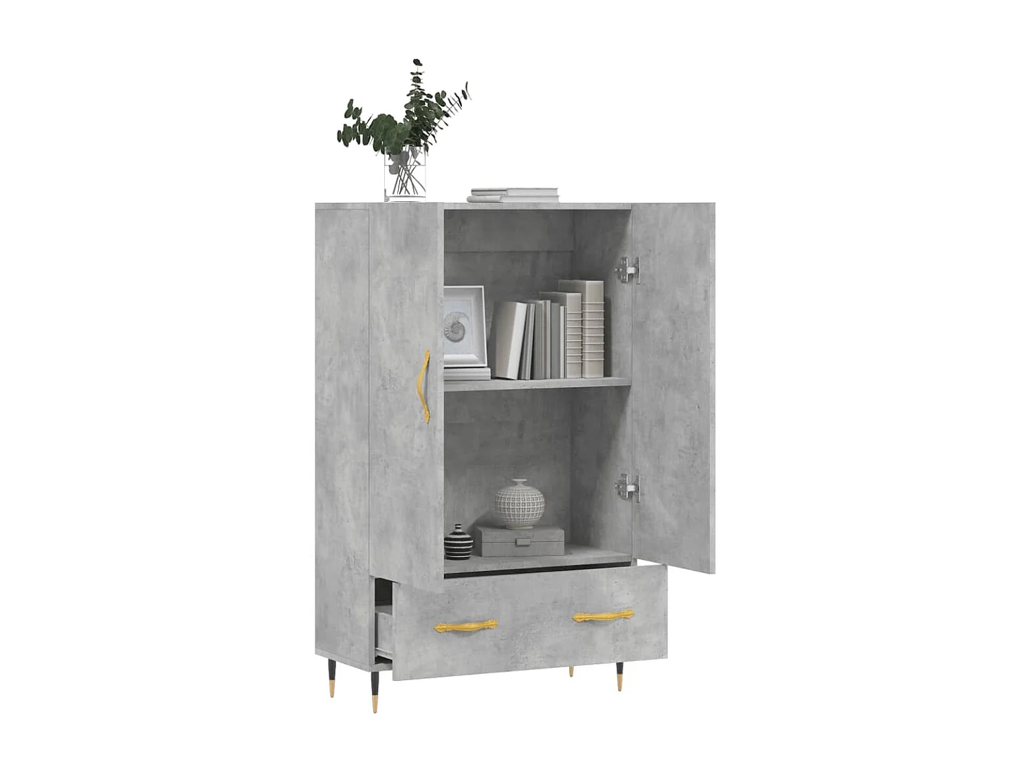 Buffet | Bahut | Meuble de rangement haut gris béton 69,5x31x115 cm bois d'ingénierie