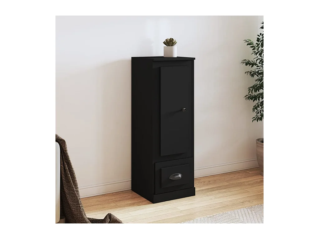 Buffet | Bahut | Meuble de rangement haut noir 36x35,5x103,5 cm bois d'ingénierie