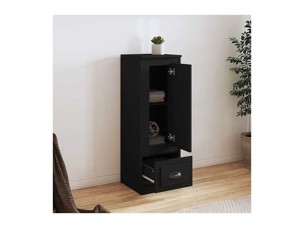 Buffet | Bahut | Meuble de rangement haut noir 36x35,5x103,5 cm bois d'ingénierie