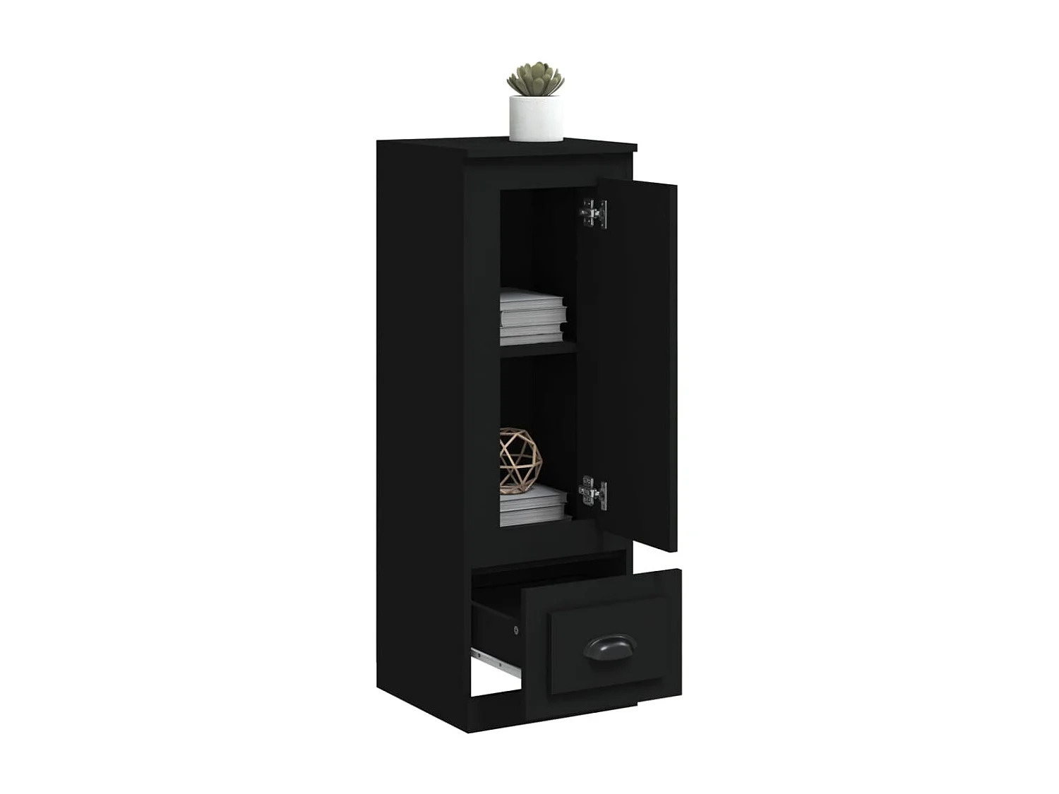 Buffet | Bahut | Meuble de rangement haut noir 36x35,5x103,5 cm bois d'ingénierie
