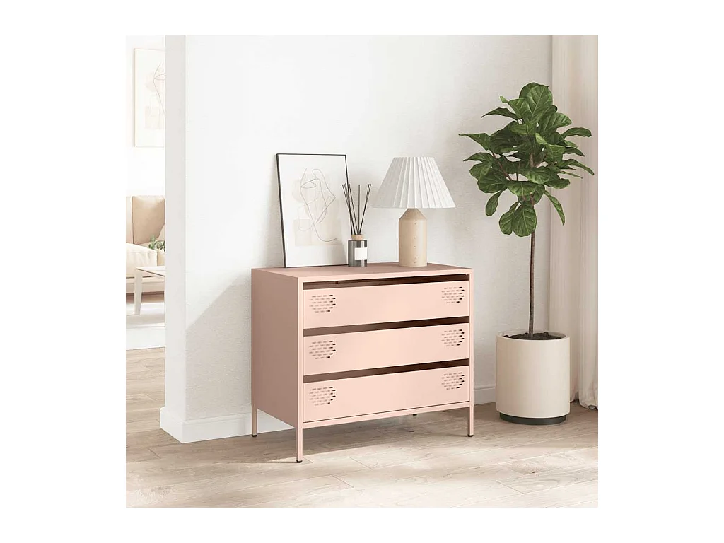 Credenza | Buffet | Armadio Rosa 68x39x58,5 cm in Acciaio Laminato a Freddo