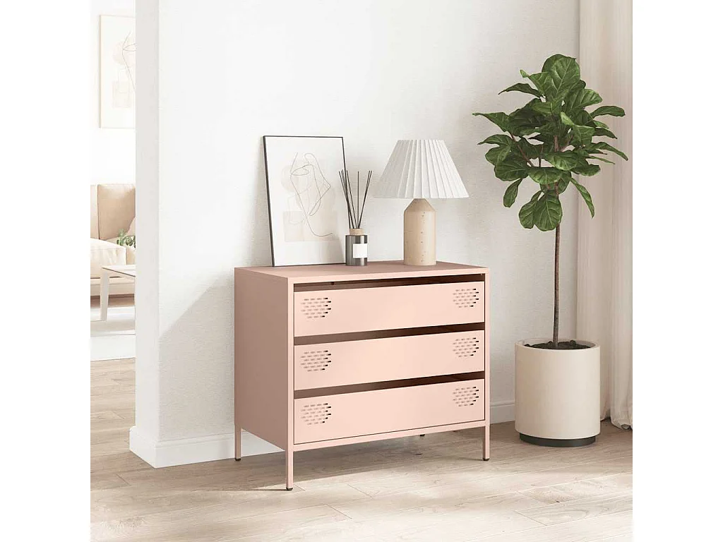 Credenza | Buffet | Armadio Rosa 68x39x58,5 cm in Acciaio Laminato a Freddo
