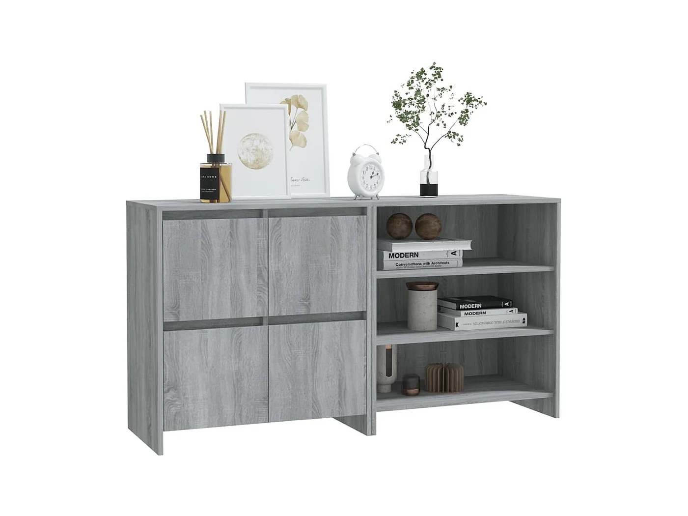 Buffets | Bahuts | Meuble de rangement 2 pcs Sonoma gris Bois d'ingénierie