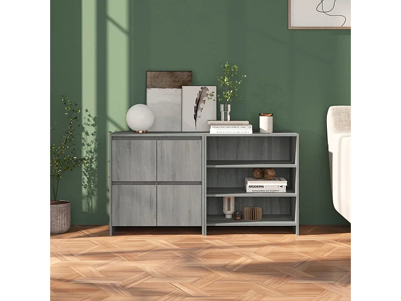 Buffets | Bahuts | Meuble de rangement 2 pcs Sonoma gris Bois d'ingénierie
