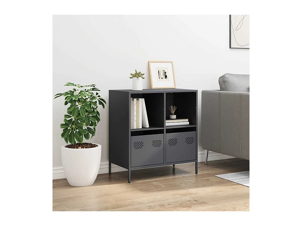 Buffet | Commode à tiroir | Meuble de rangement anthracite 68x39x73,5 cm acier laminé à froid