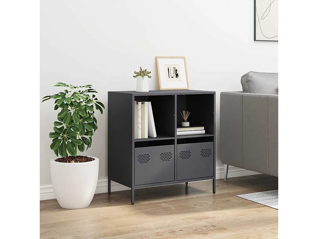 Buffet | Commode à tiroir | Meuble de rangement anthracite 68x39x73,5 cm acier laminé à froid