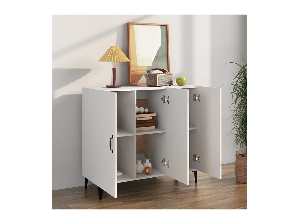 Buffet | Bahut | Meuble de rangement blanc 90x34x80 cm bois d'ingénierie