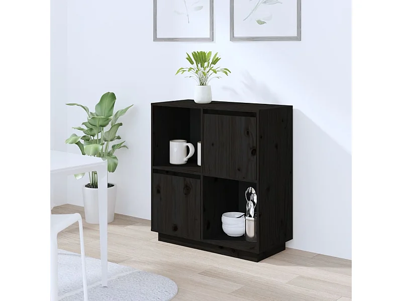 Credenza | Buffet | Armadio Nera 74x35x80 cm in Legno Massello di Pino