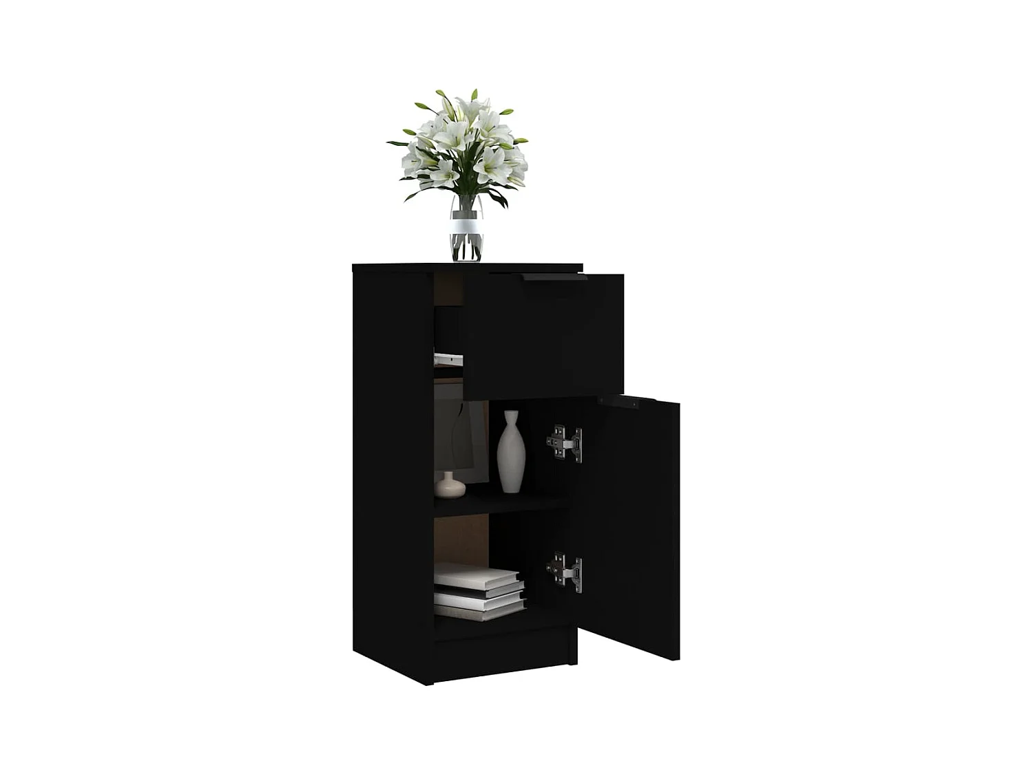 Buffet | Bahut | Meuble de rangement noir 30x30x70 cm bois d'ingénierie