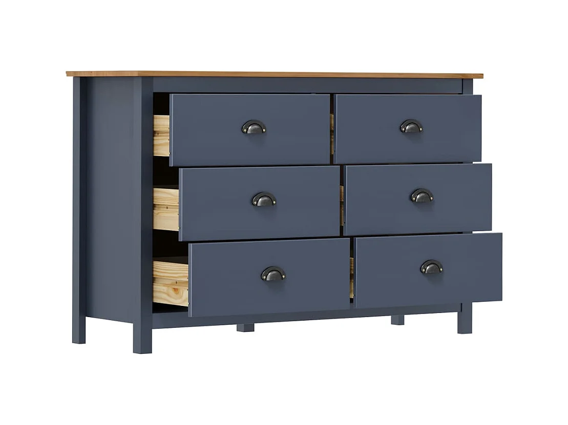 Credenza | Buffet | Armadio Hill Grigia 125x40x80 cm in Legno Massello di Pino