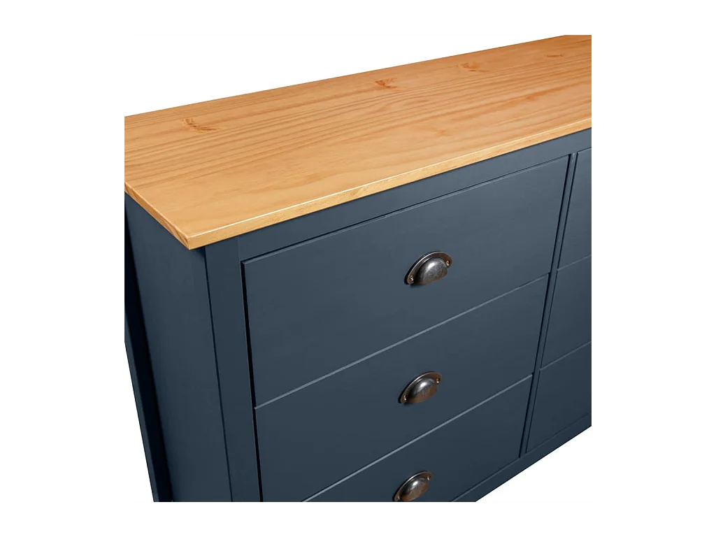 Credenza | Buffet | Armadio Hill Grigia 125x40x80 cm in Legno Massello di Pino