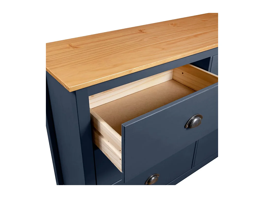 Credenza | Buffet | Armadio Hill Grigia 125x40x80 cm in Legno Massello di Pino