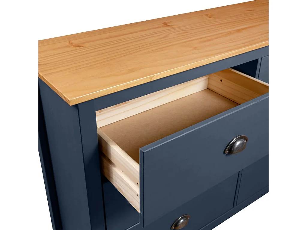 Credenza | Buffet | Armadio Hill Grigia 125x40x80 cm in Legno Massello di Pino