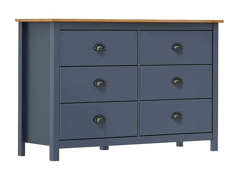 Buffet | Commode à tiroir | Meuble de rangement Hill Gris 125x40x80 cm Bois de pin solide