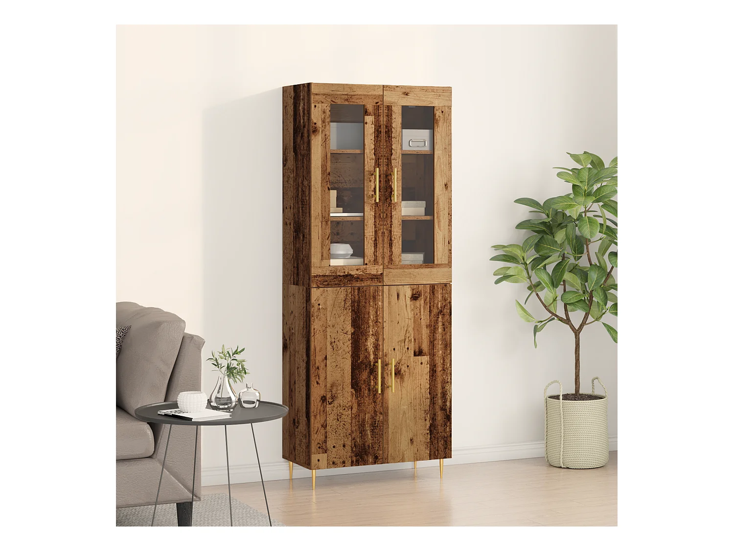 Highboard | Credenza| Armadio alto Legno Vecchio 69.5x34x180 cm Legno Ingegnerizzato