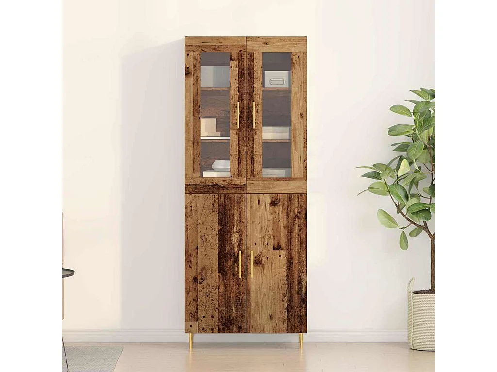 Highboard | Credenza| Armadio alto Legno Vecchio 69.5x34x180 cm Legno Ingegnerizzato