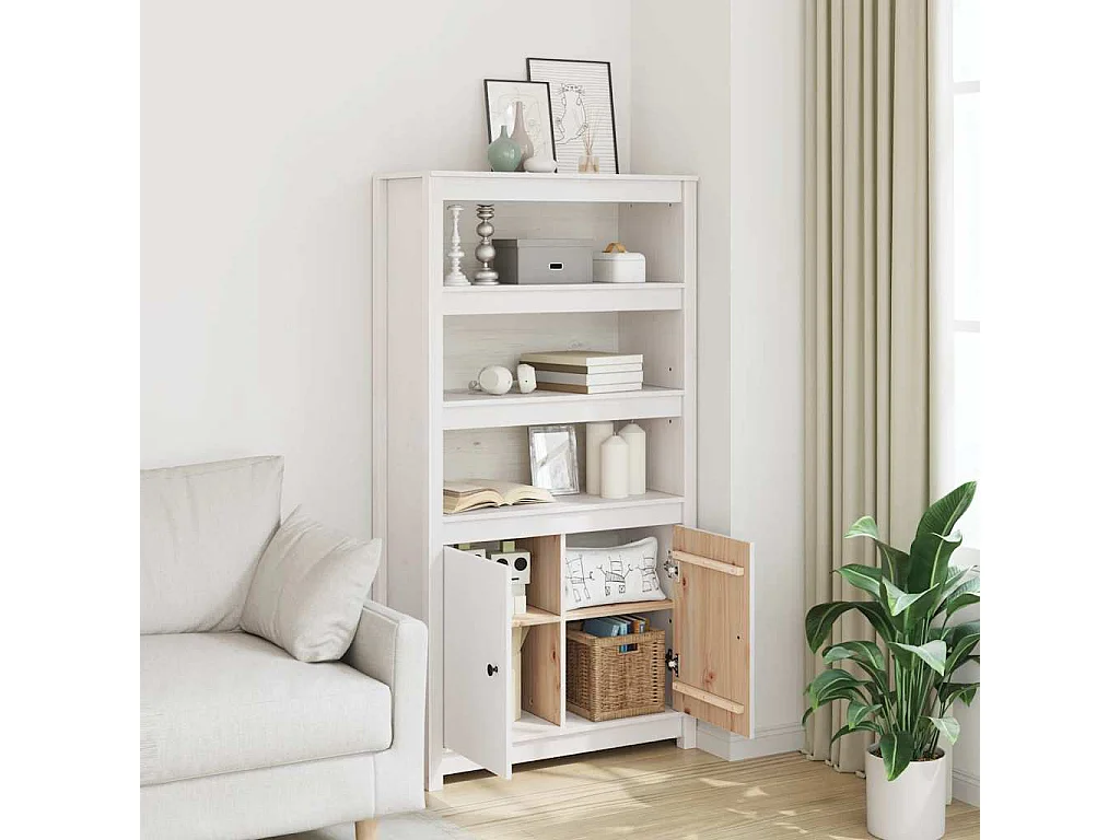 Buffet | Bahut | Meuble de rangement haut Blanc 80x35x154 cm Bois massif de pin