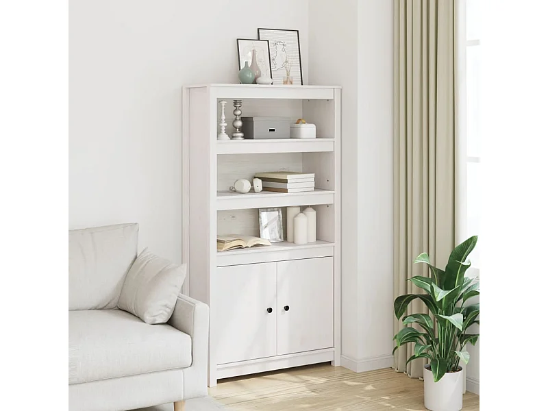 Buffet | Bahut | Meuble de rangement haut Blanc 80x35x154 cm Bois massif de pin