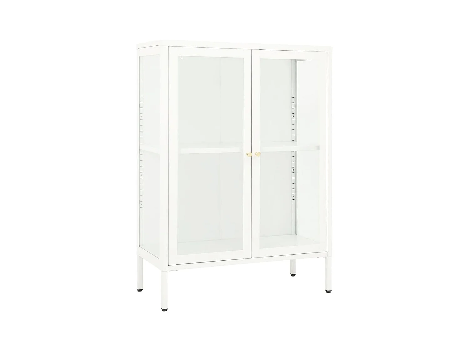 Credenza | Buffet | Armadio Bianca 75x35x105 cm in Acciaio e Vetro