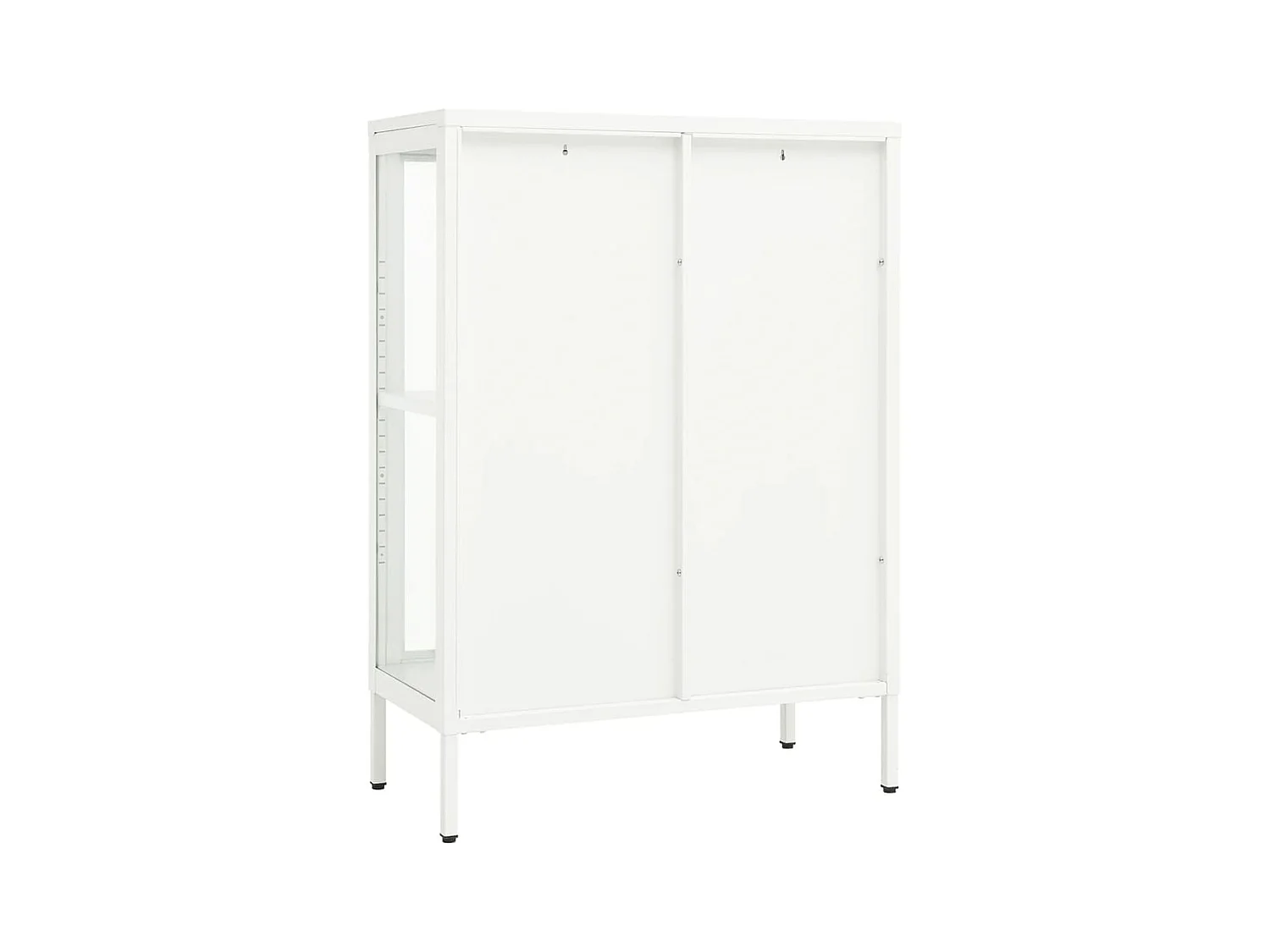 Credenza | Buffet | Armadio Bianca 75x35x105 cm in Acciaio e Vetro