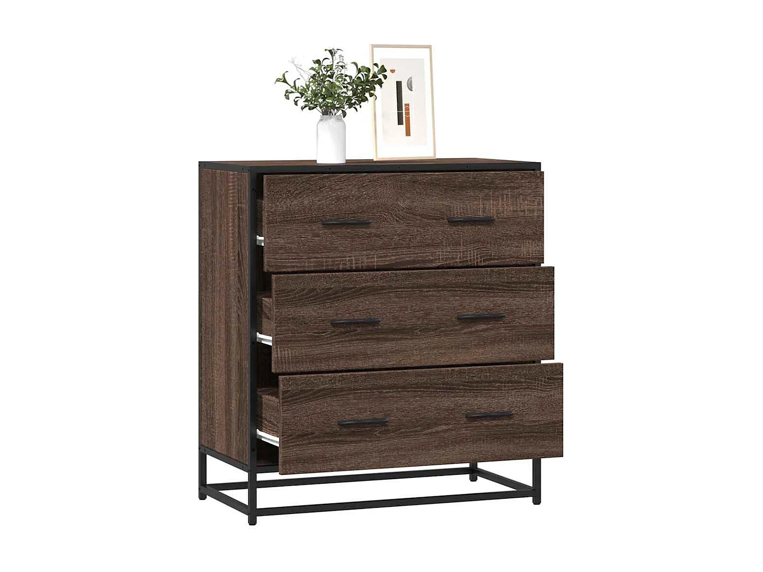 Buffet | Commode à tiroir | Meuble de rangement chêne marron 68x35x76 cm bois d'ingénierie et métal
