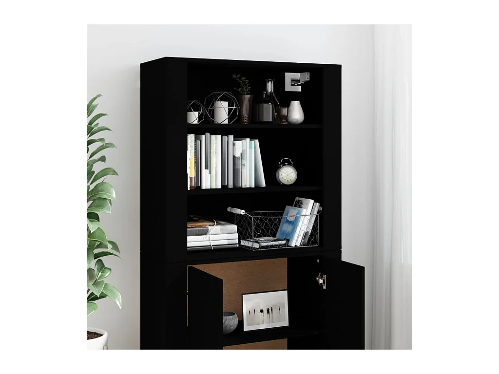 Buffet | Bahut | Meuble de rangement haut Noir Bois d'ingénierie