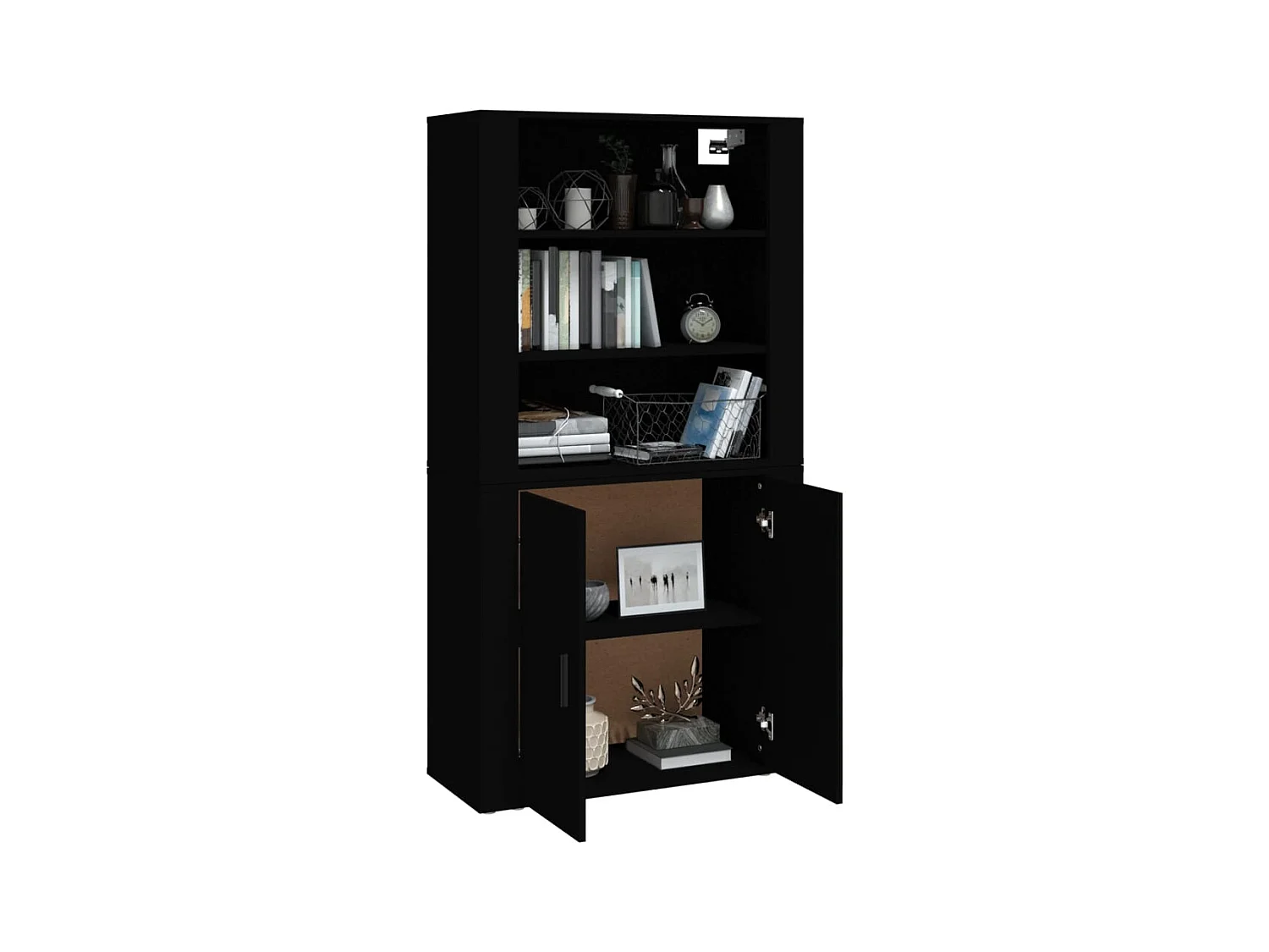 Buffet | Bahut | Meuble de rangement haut Noir Bois d'ingénierie