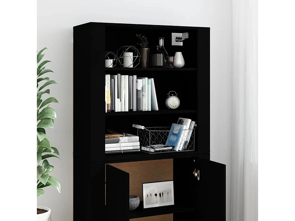 Buffet | Bahut | Meuble de rangement haut Noir Bois d'ingénierie