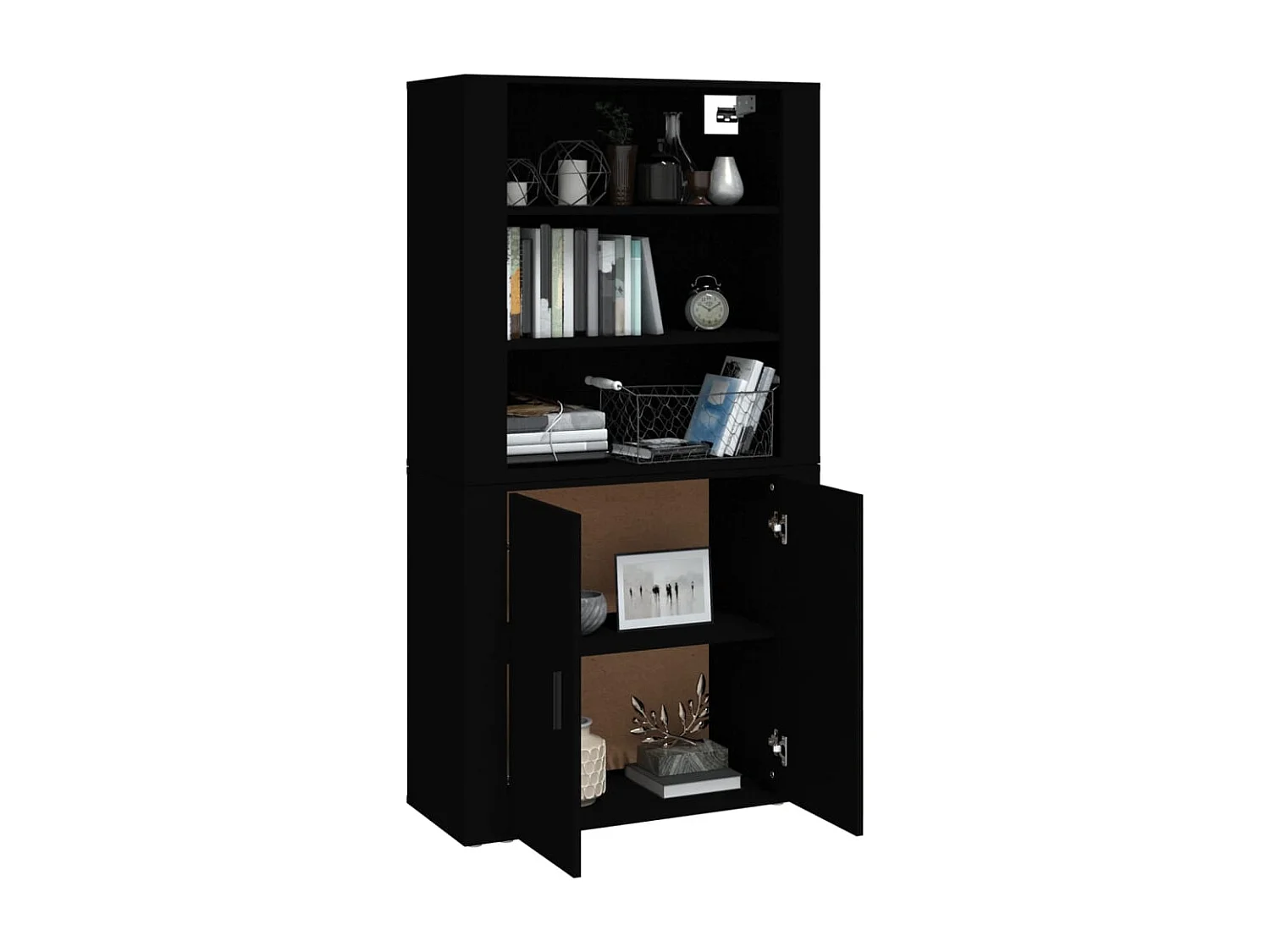 Buffet | Bahut | Meuble de rangement haut Noir Bois d'ingénierie