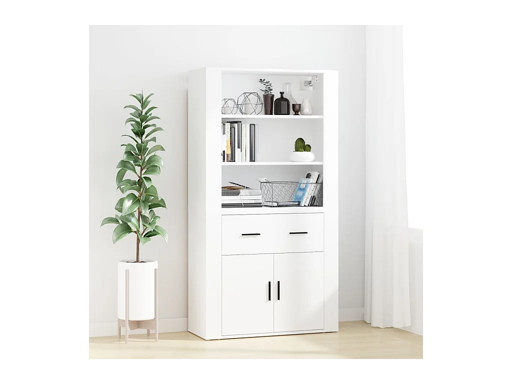 Buffet | Bahut | Meuble de rangement haut Blanc Bois d'ingénierie