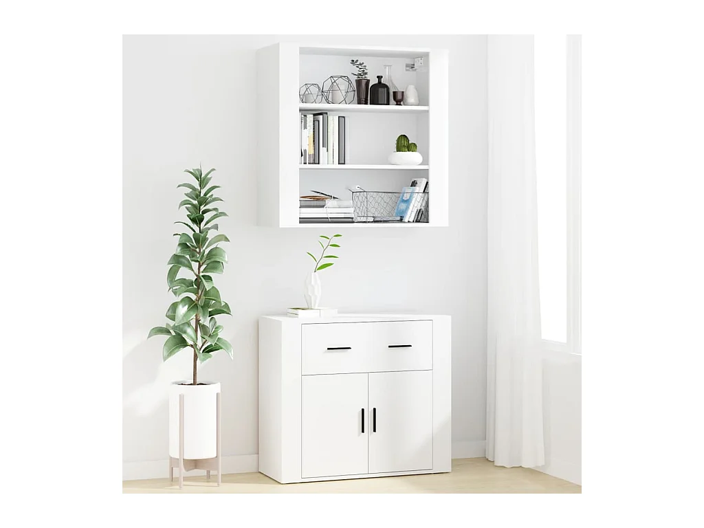 Buffet | Bahut | Meuble de rangement haut Blanc Bois d'ingénierie