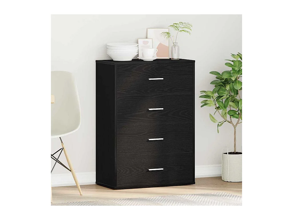 Credenza | Buffet | Armadio con cassetto Rovere nero 60 x 31 x 84 cm Truciolare