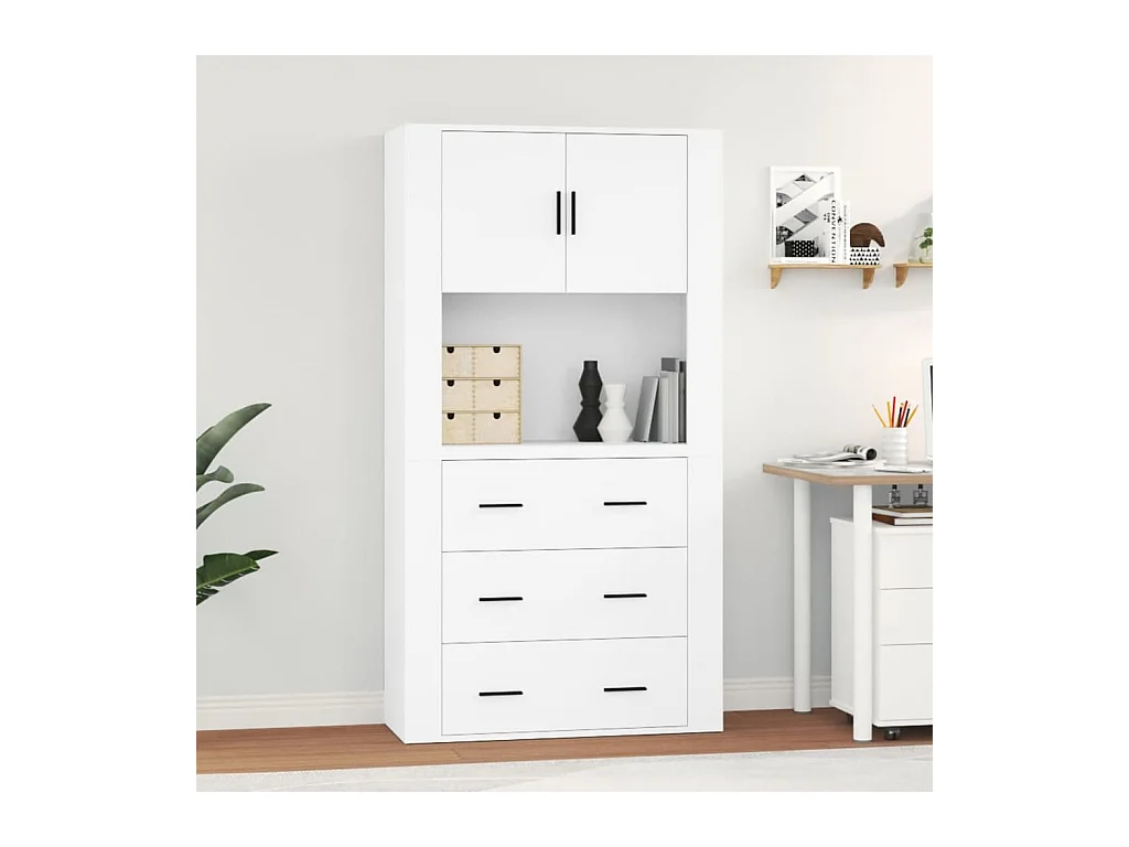 Buffet | Bahut | Meuble de rangement haut Blanc Bois d'ingénierie