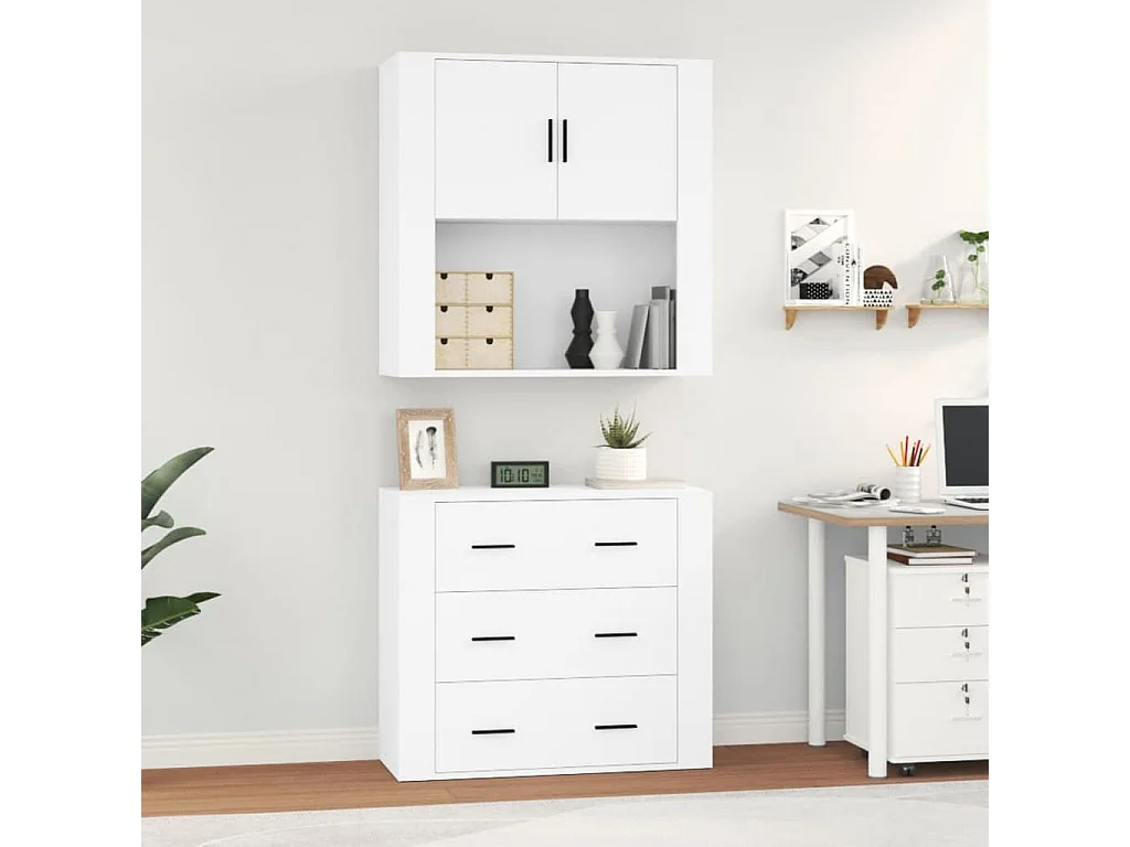 Buffet | Bahut | Meuble de rangement haut Blanc Bois d'ingénierie