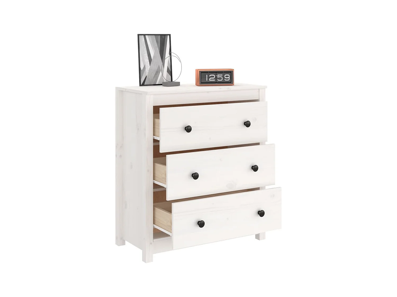 Buffet | Bahut | Meuble de rangement blanc 70x35x80 cm bois massif de pin
