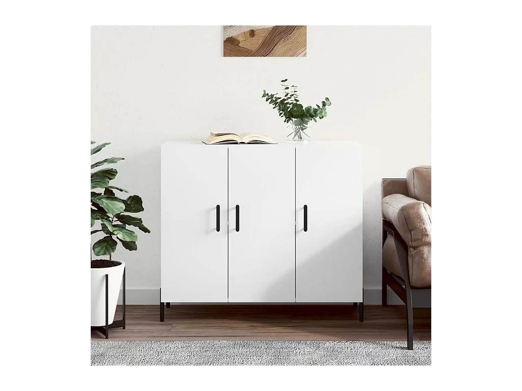Buffet | Bahut | Meuble de rangement blanc 90x34x80 cm bois d'ingénierie