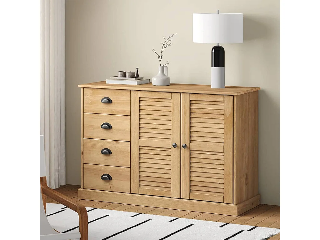 Credenza | Buffet | Armadio con Cassetti VIGO 113x40x75 cm Legno Massello di Pino