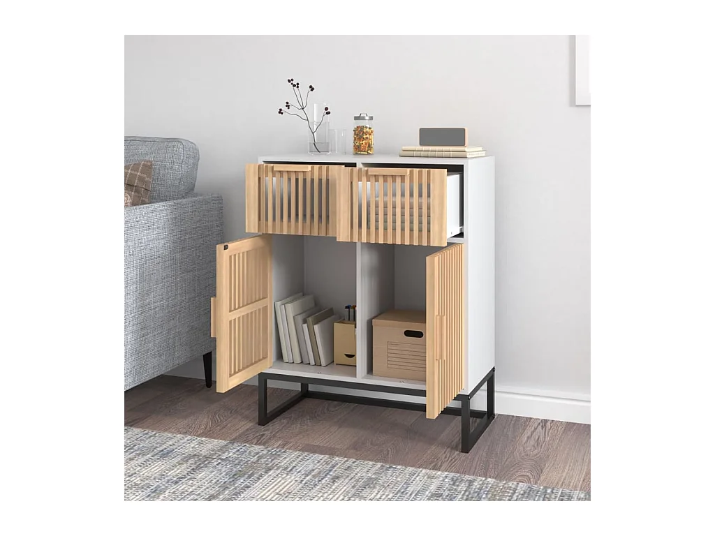 Buffet | Bahut | Meuble de rangement blanc 60x30x75 cm bois d'ingénierie