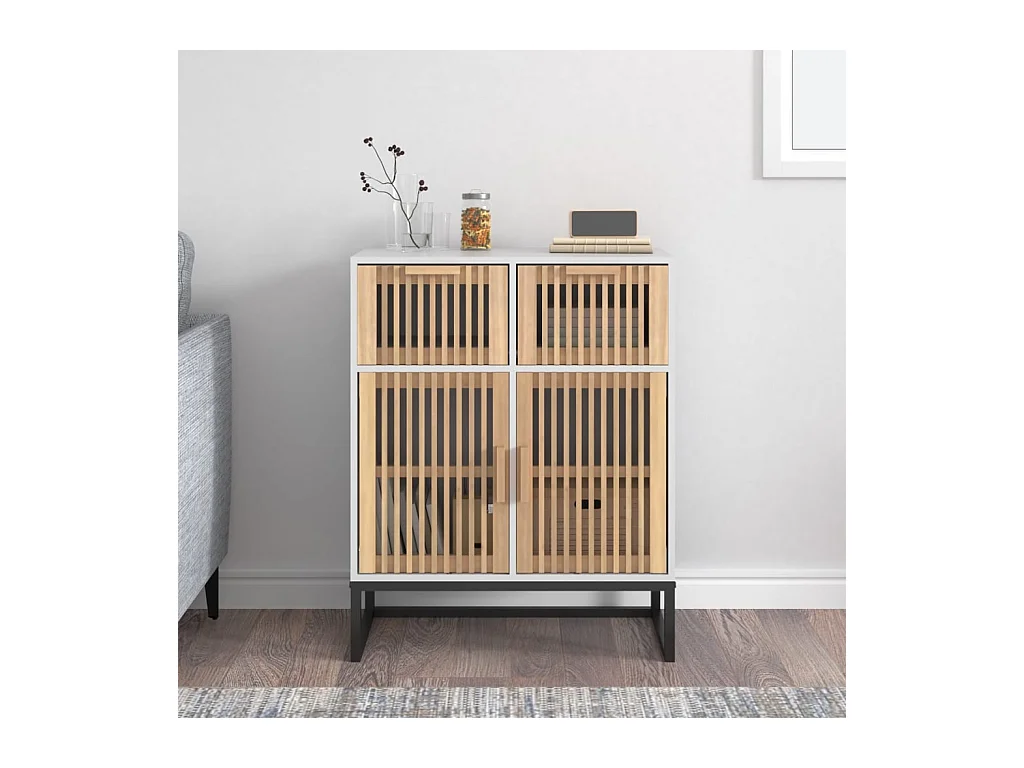 Credenza | Buffet | Armadio Bianca 60x30x75 cm in Legno Multistrato