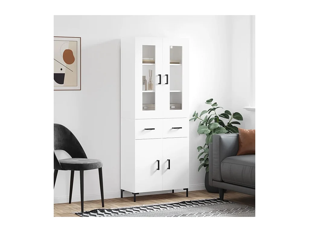 Credenza | Buffet | Armadio Bianca 69,5x34x180 cm in Legno Multistrato