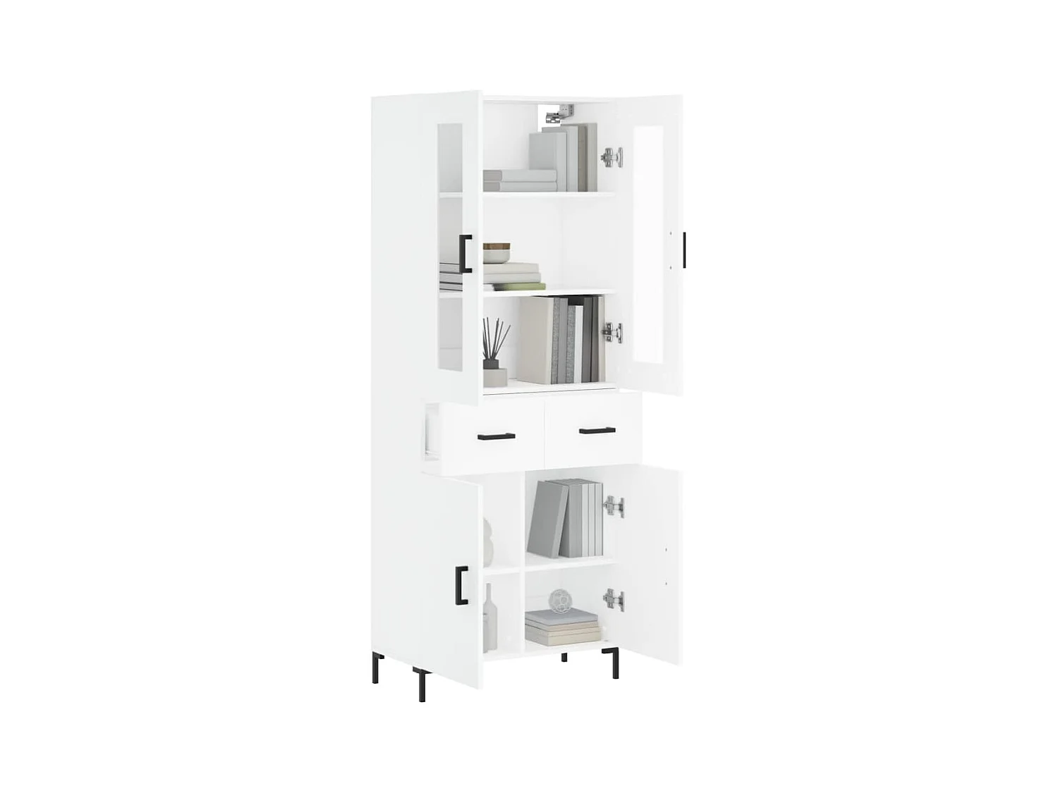 Credenza | Buffet | Armadio Bianca 69,5x34x180 cm in Legno Multistrato