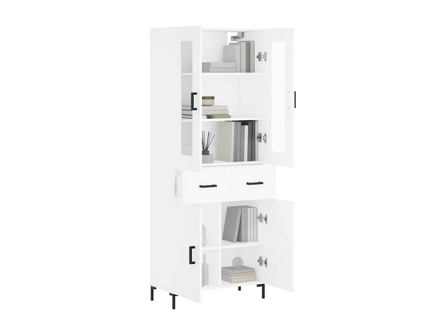 Credenza | Buffet | Armadio Bianca 69,5x34x180 cm in Legno Multistrato