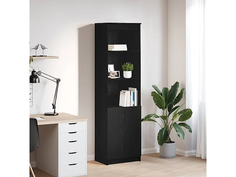 Buffet | Bahut | Meuble de rangement haut chêne noir 50x35x180 cm bois d'ingénierie